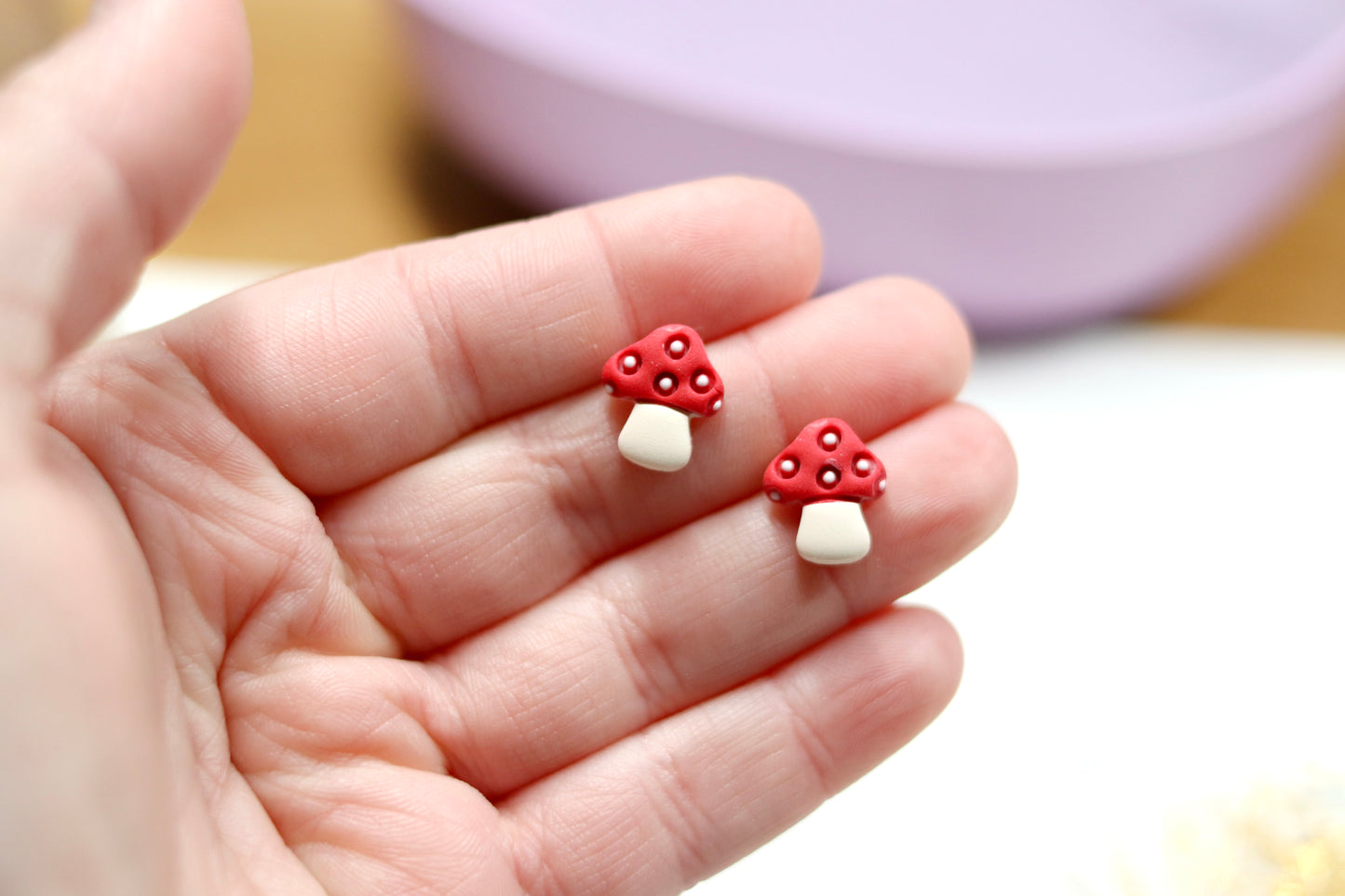 Baby Mushroom Stud Earrings