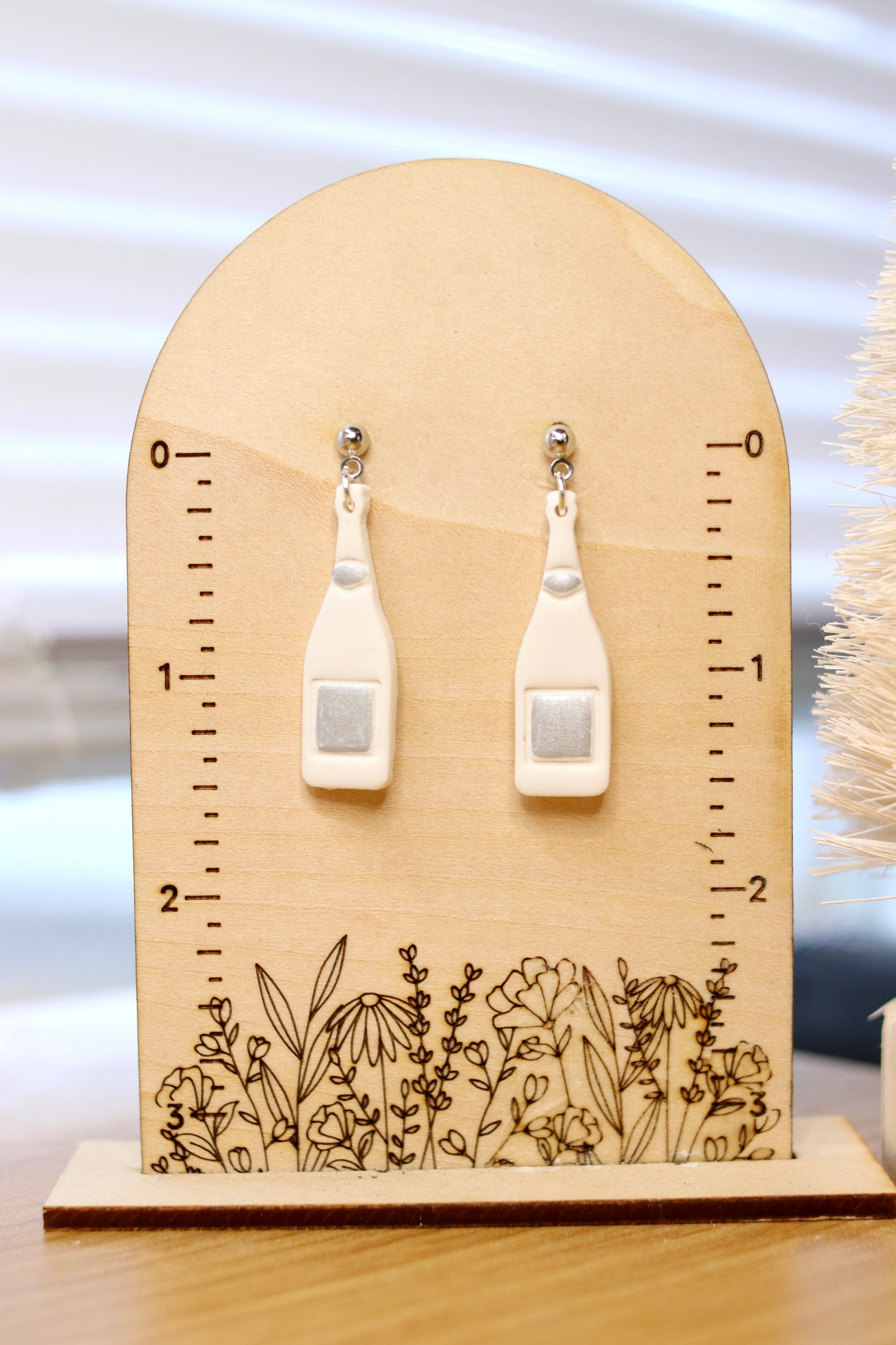 Silver Champagne Bottle Earrings