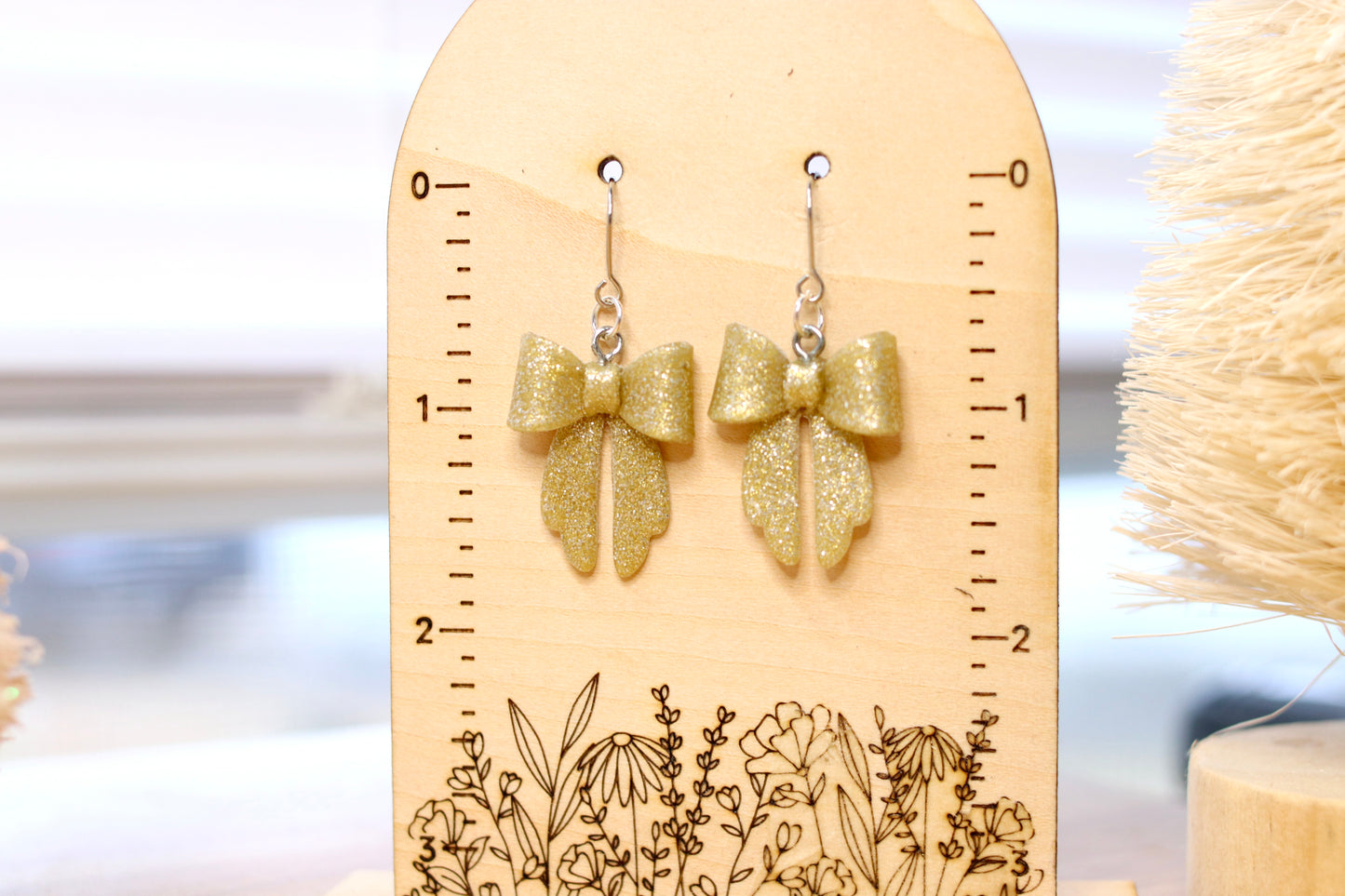 Gold Sparkle Bow Earrings