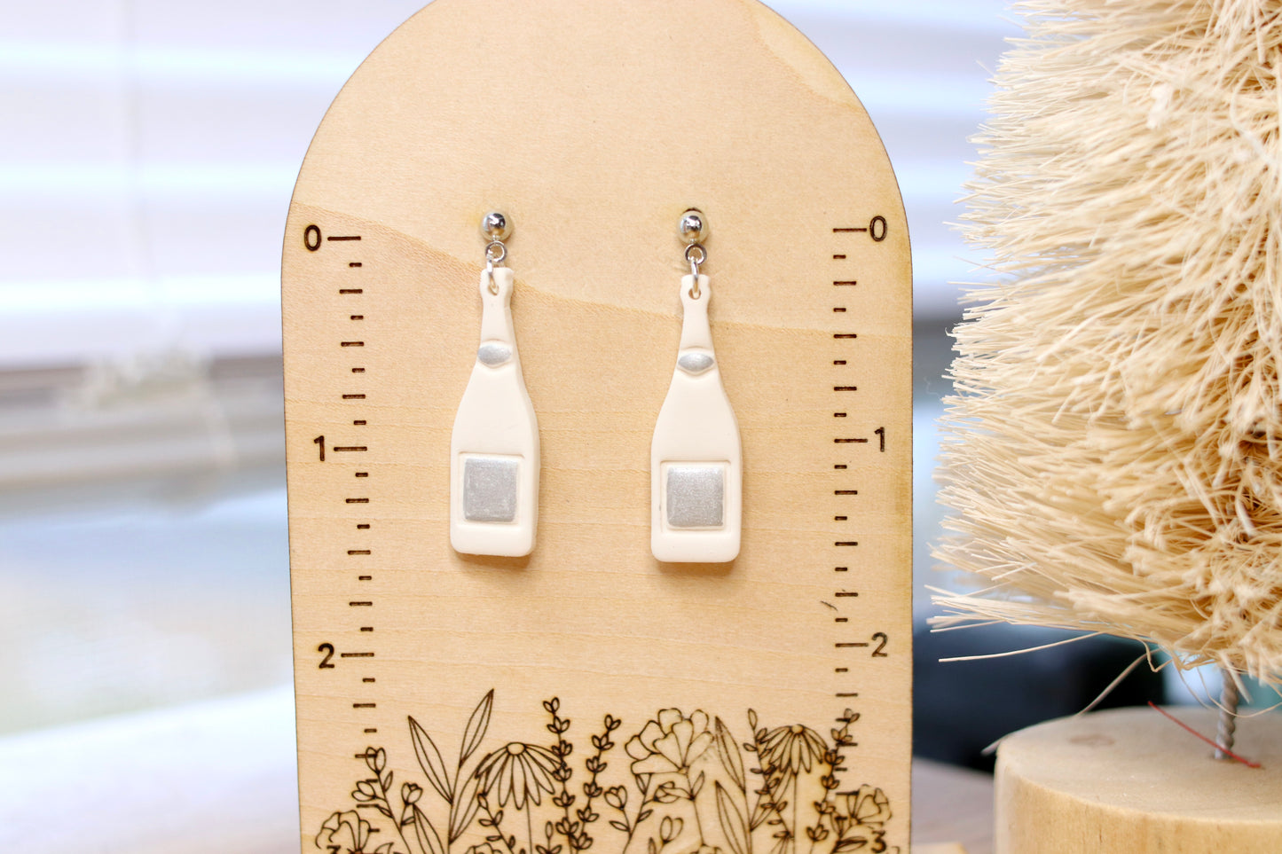 Silver Champagne Bottle Earrings
