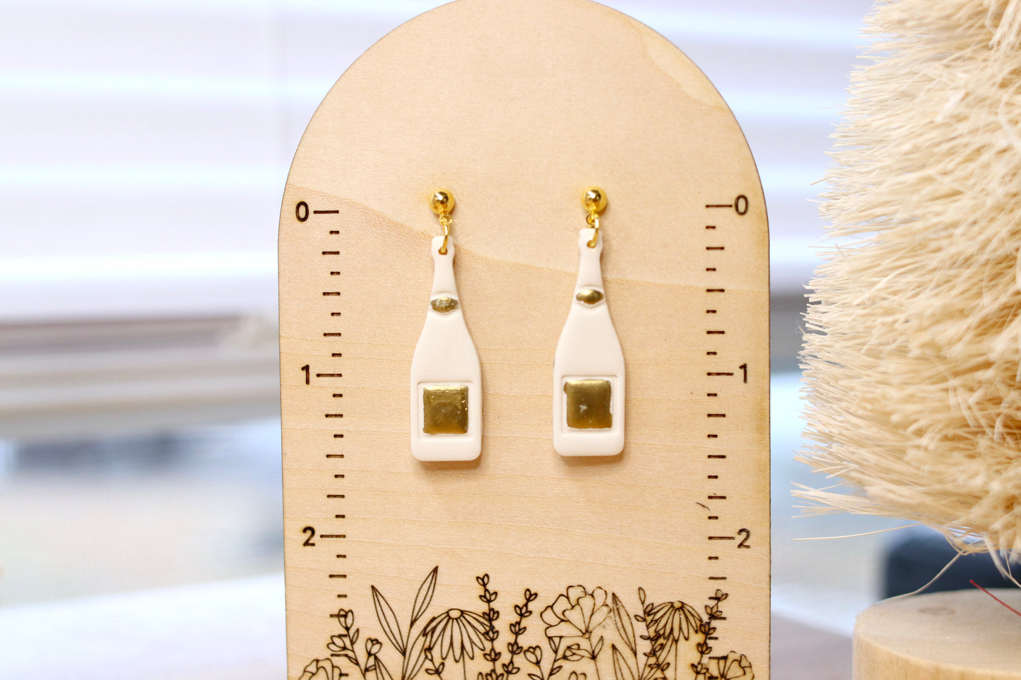 Gold Champagne Bottle Earrings
