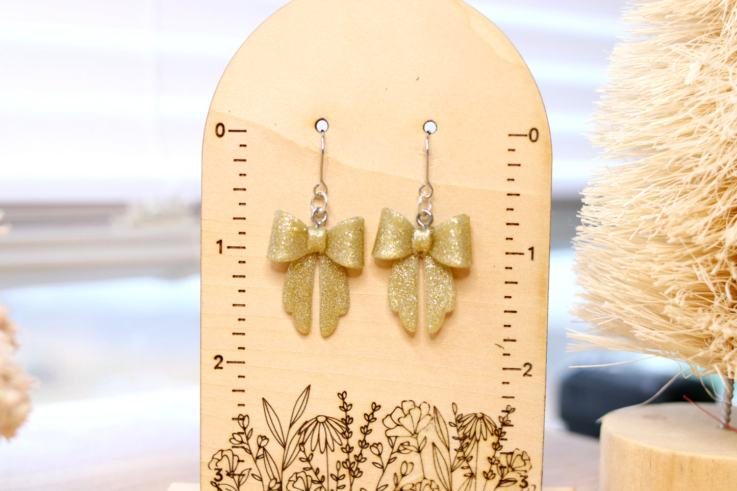 Gold Sparkle Bow Earrings