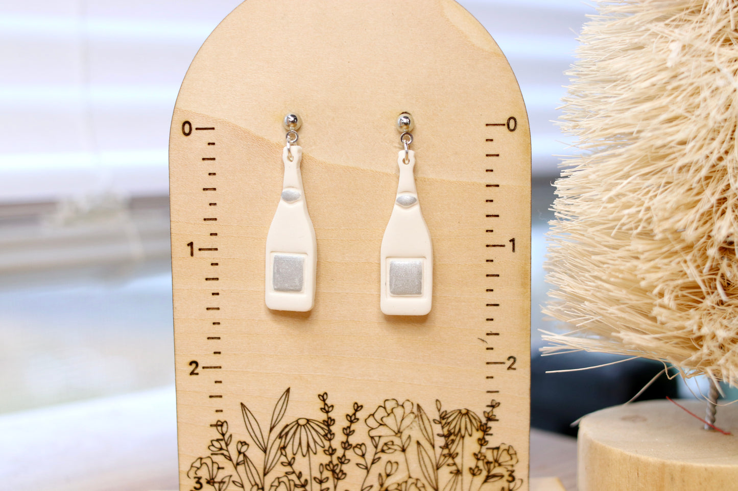 Silver Champagne Bottle Earrings