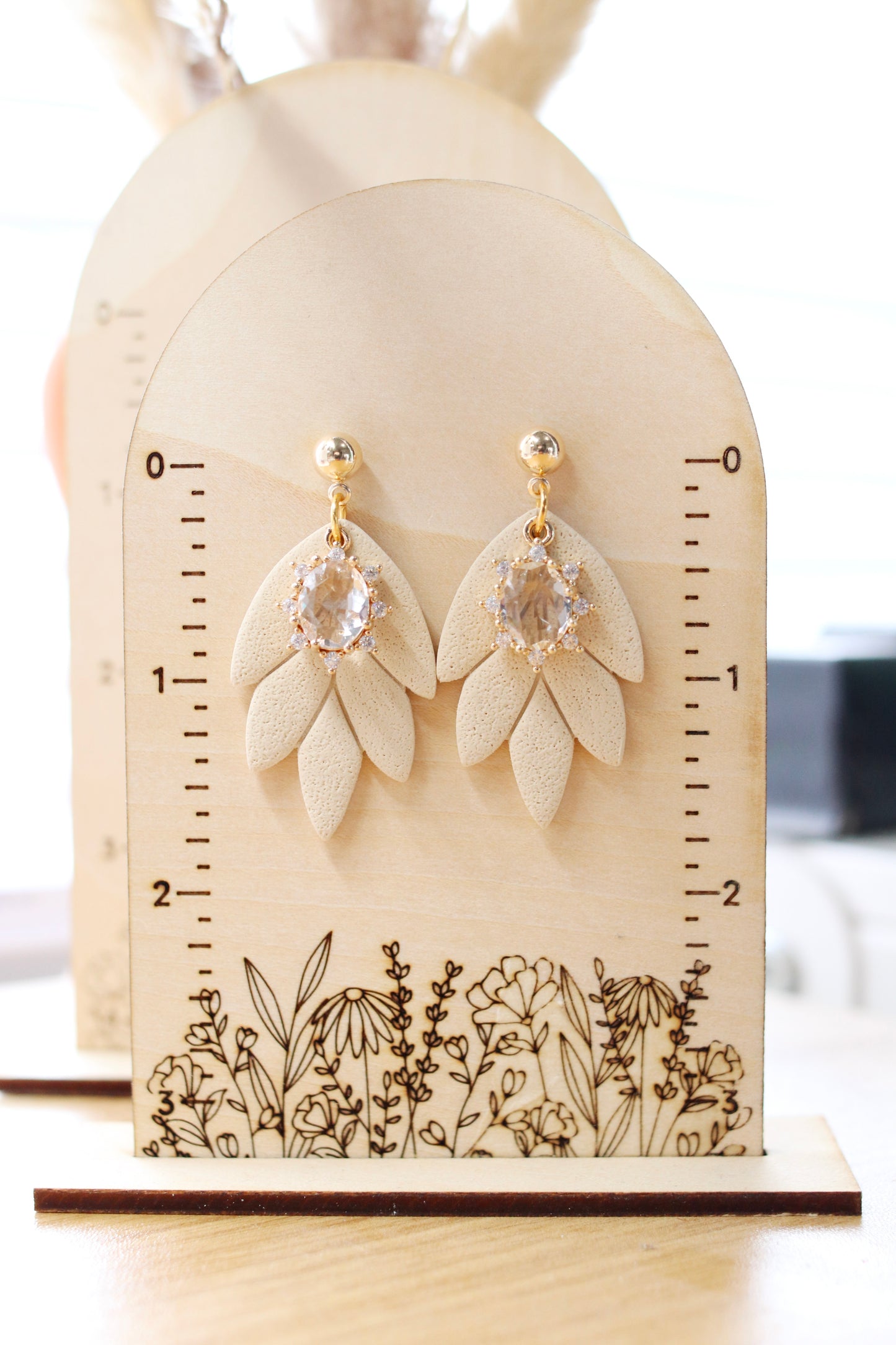 Beige Dazzle Earrings