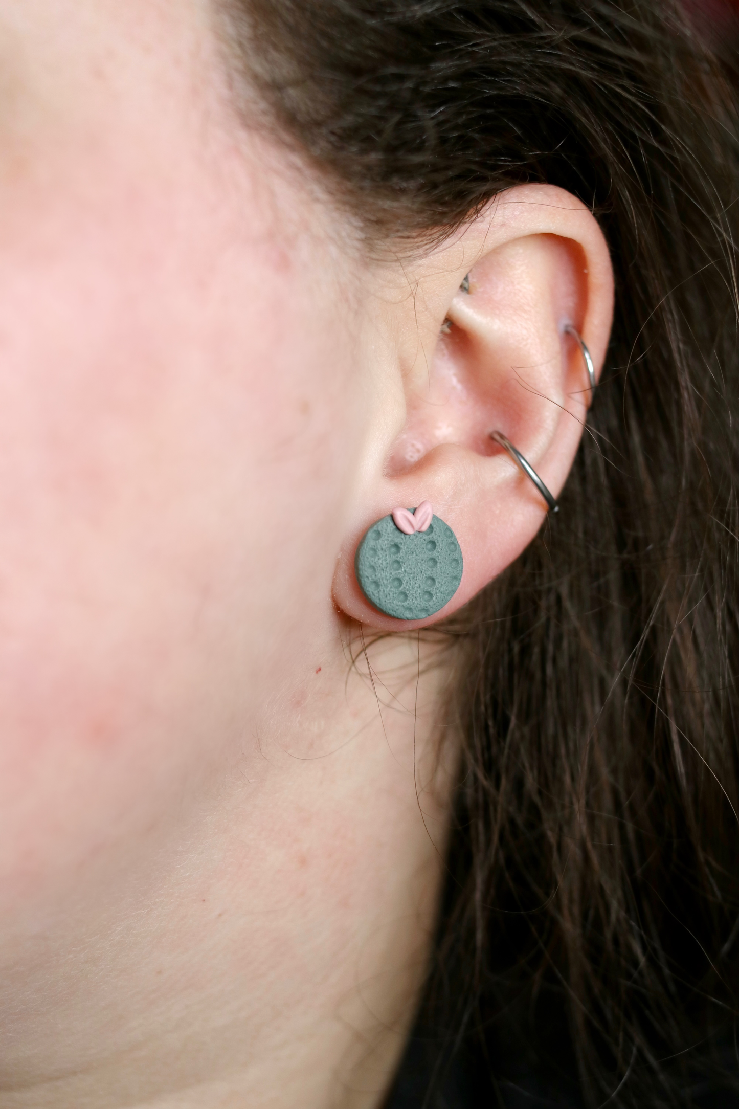 Round Cactus Stud Earrings
