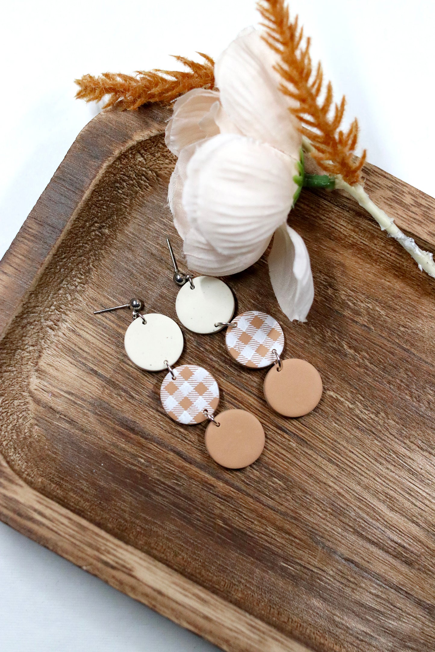 Plaid Circle Fall Earrings