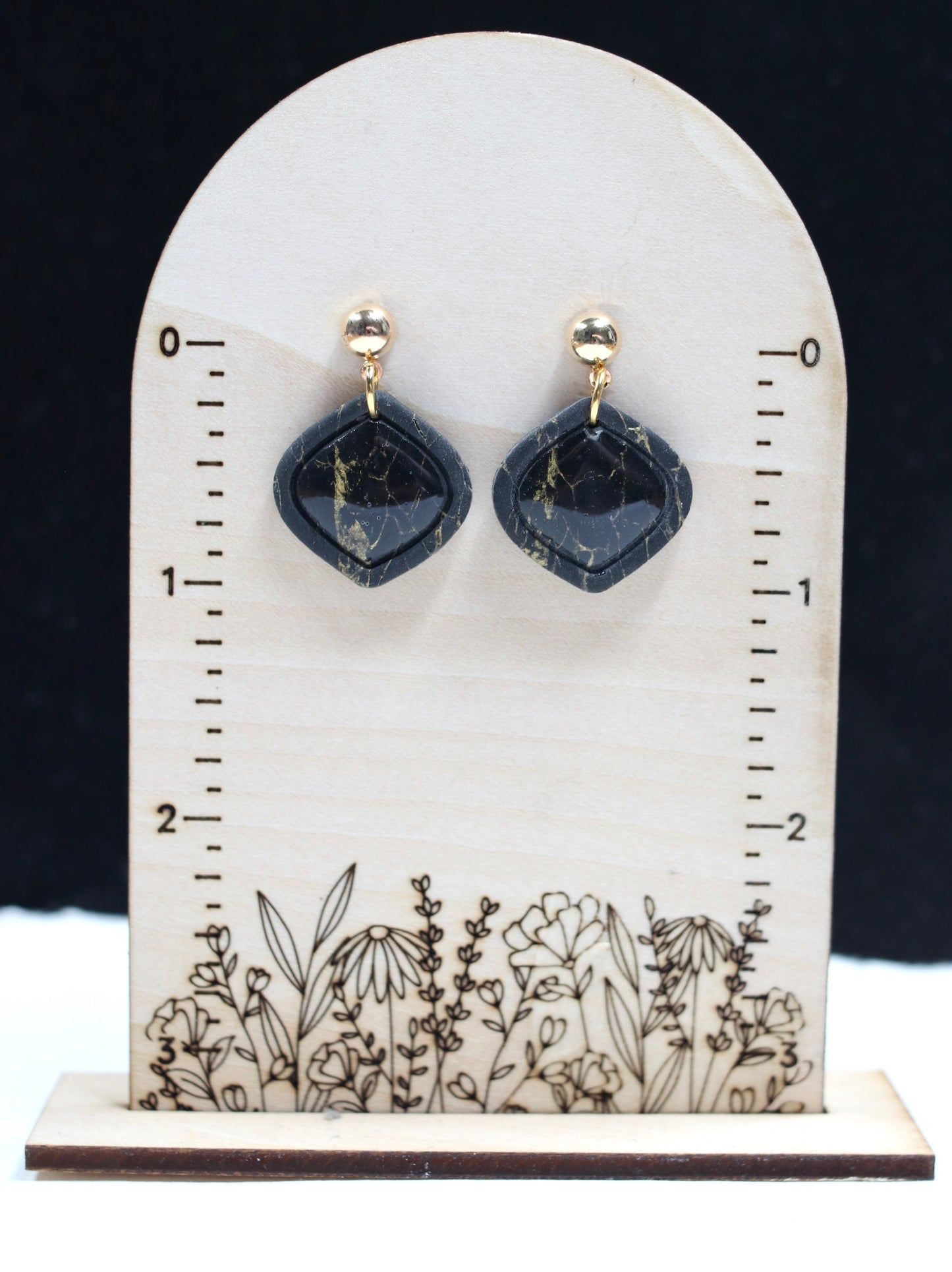 Gold Marble Mini Drop Earrings
