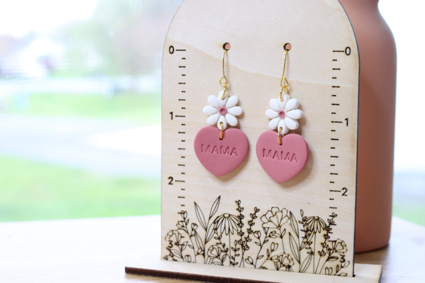 Mama Heart Dangle Earrings