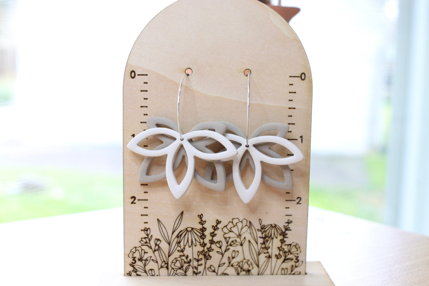 Stone Lotus Hoop Earrings