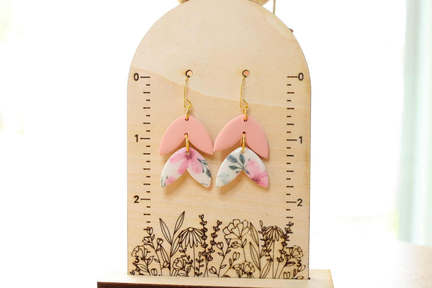 Pink Floral Arch Earrings