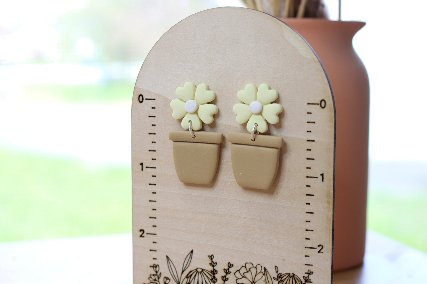 Yellow Daisy Pot Earrings