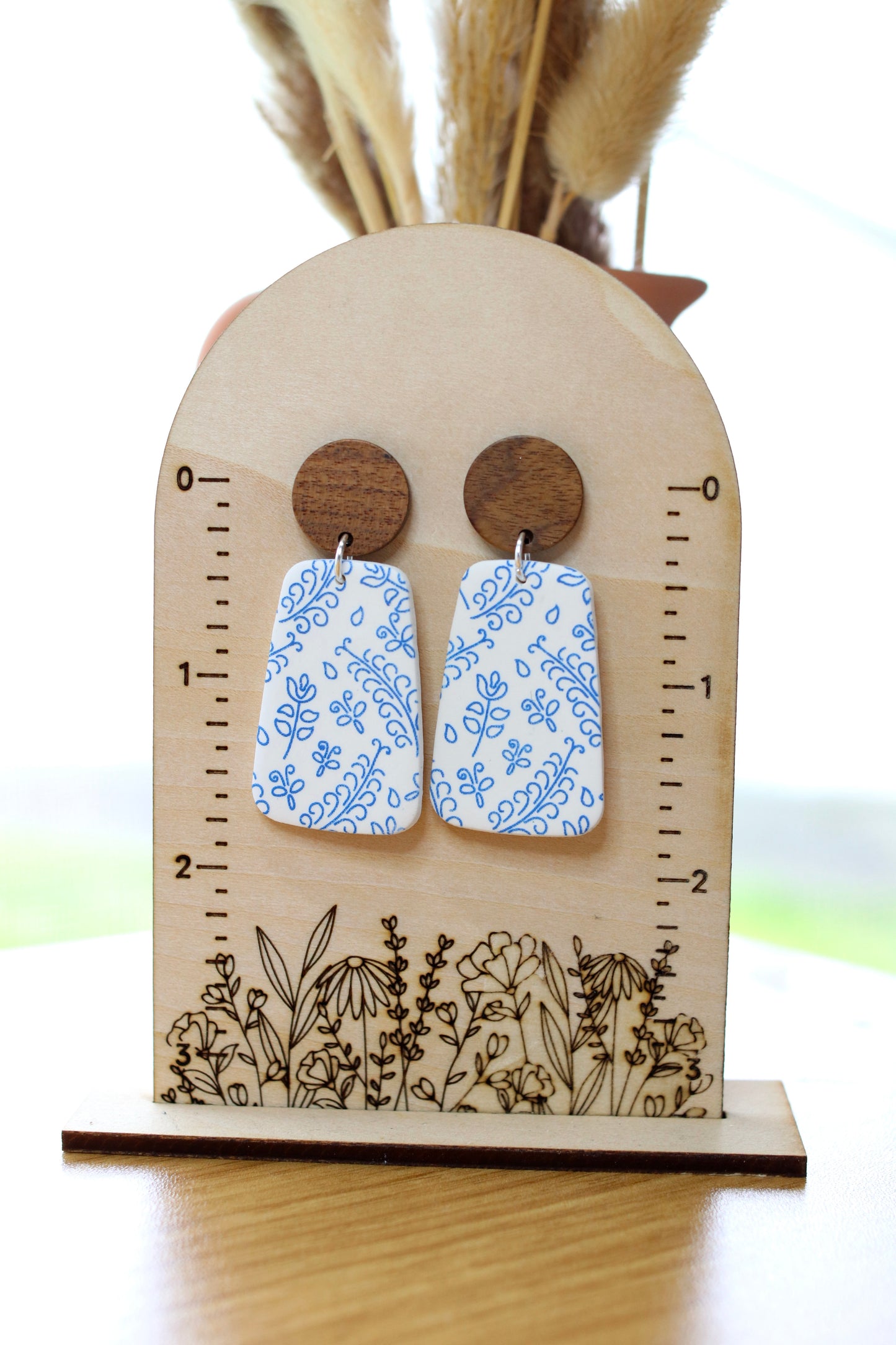 Blue Leafy Earrings