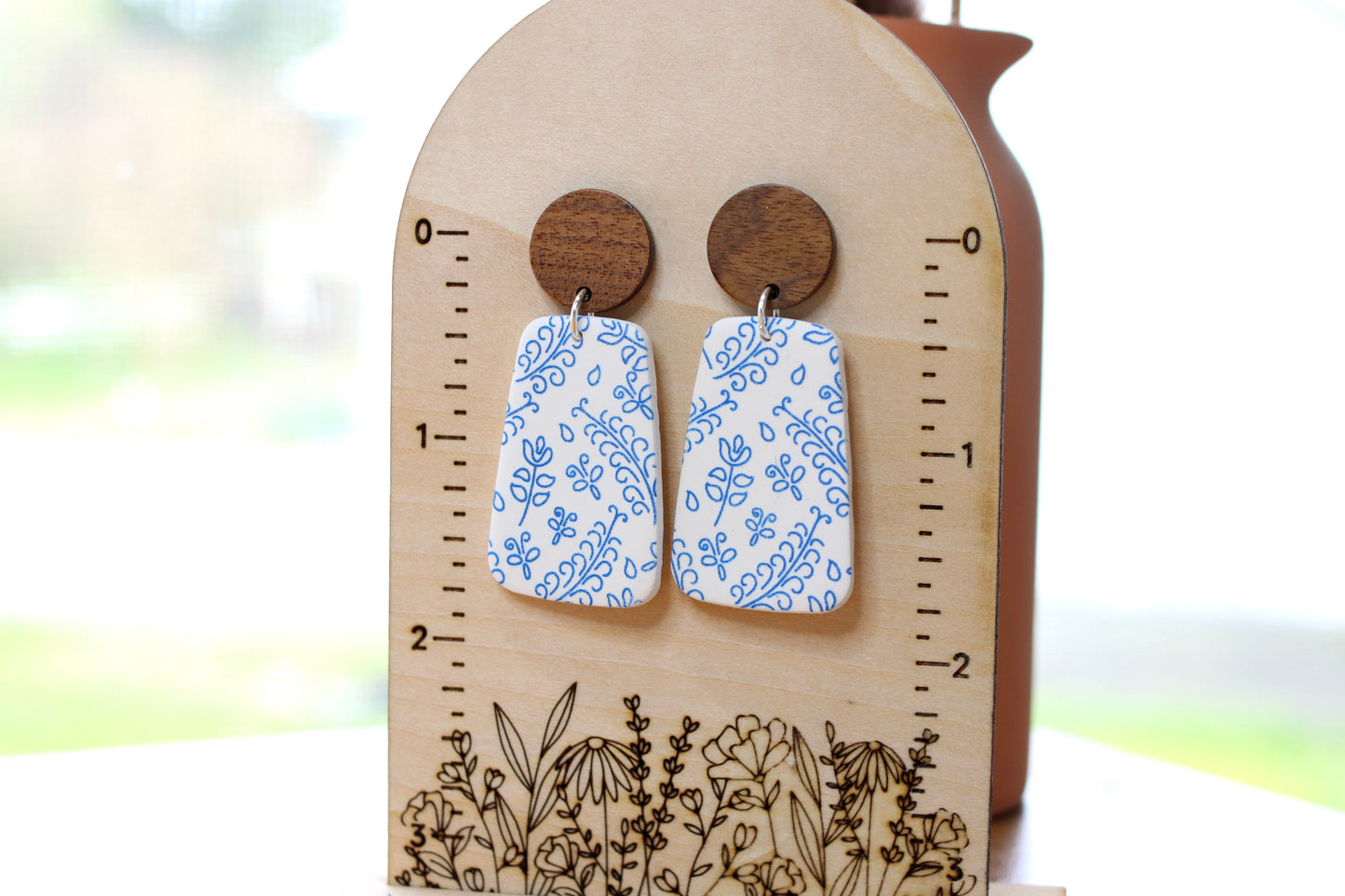 Blue Leafy Earrings