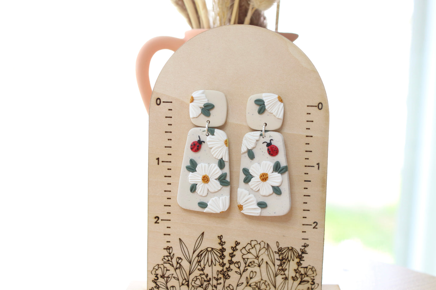 Lady Bug Daisy Earrings