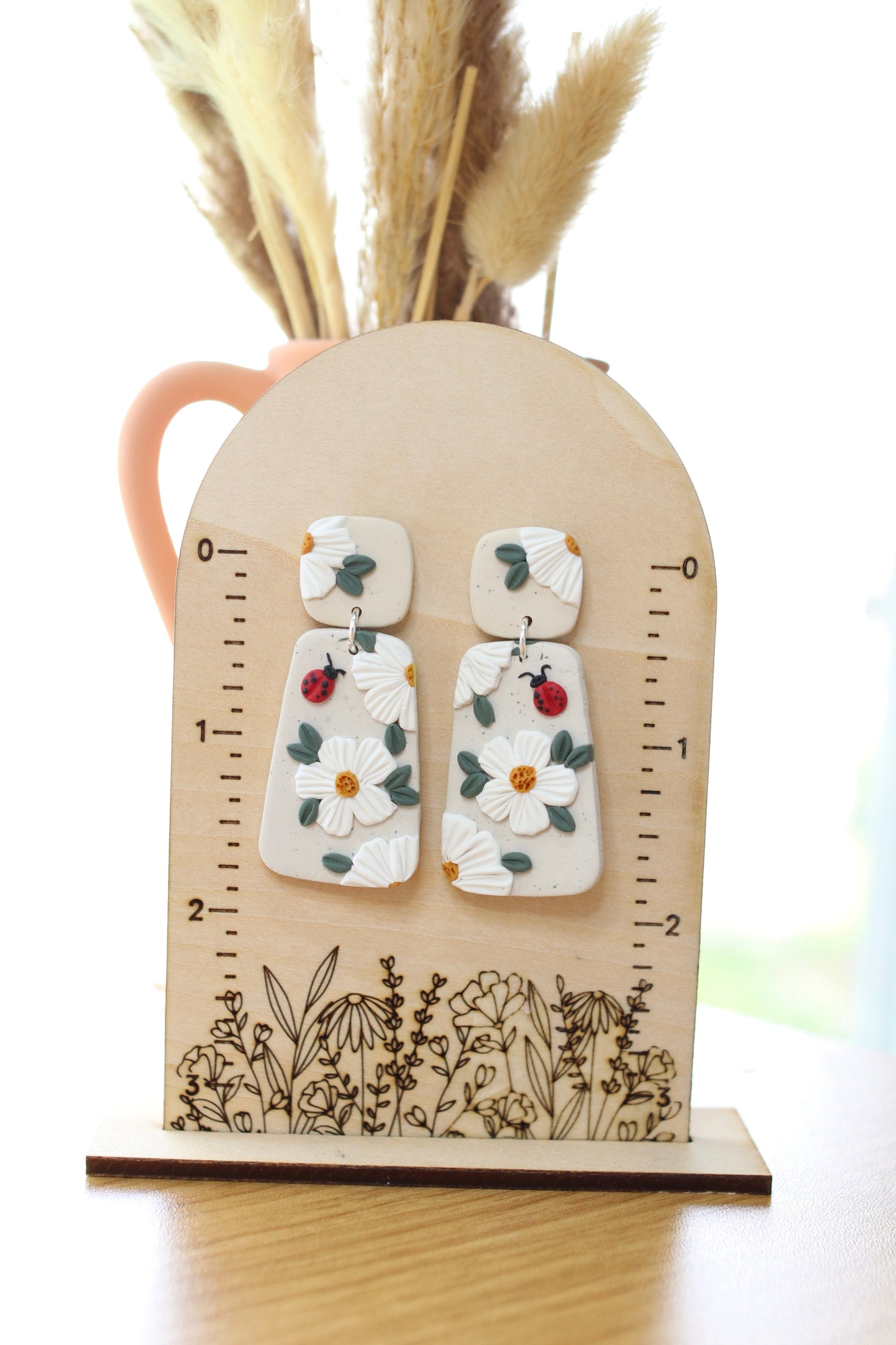 Lady Bug Daisy Earrings