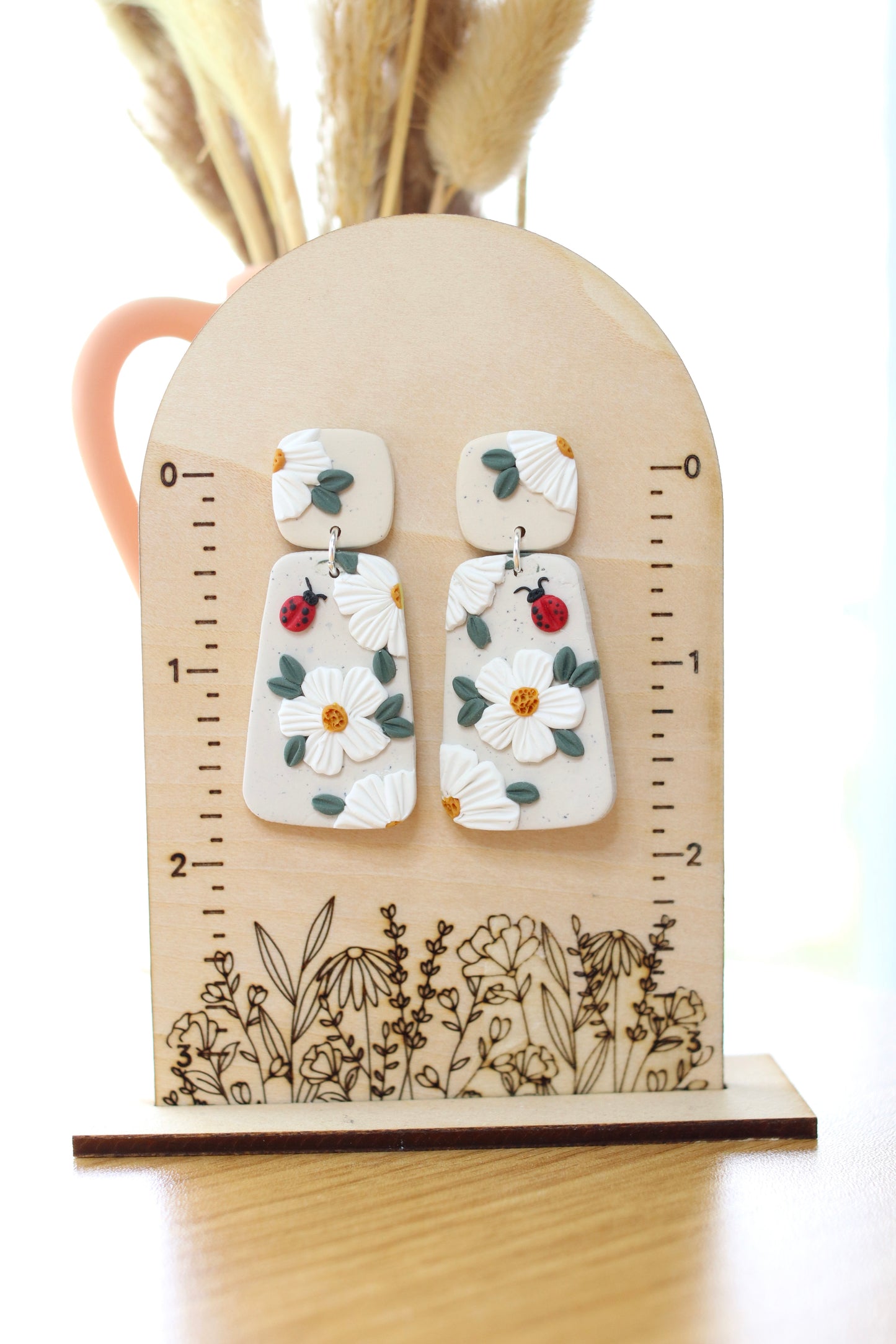 Lady Bug Daisy Earrings