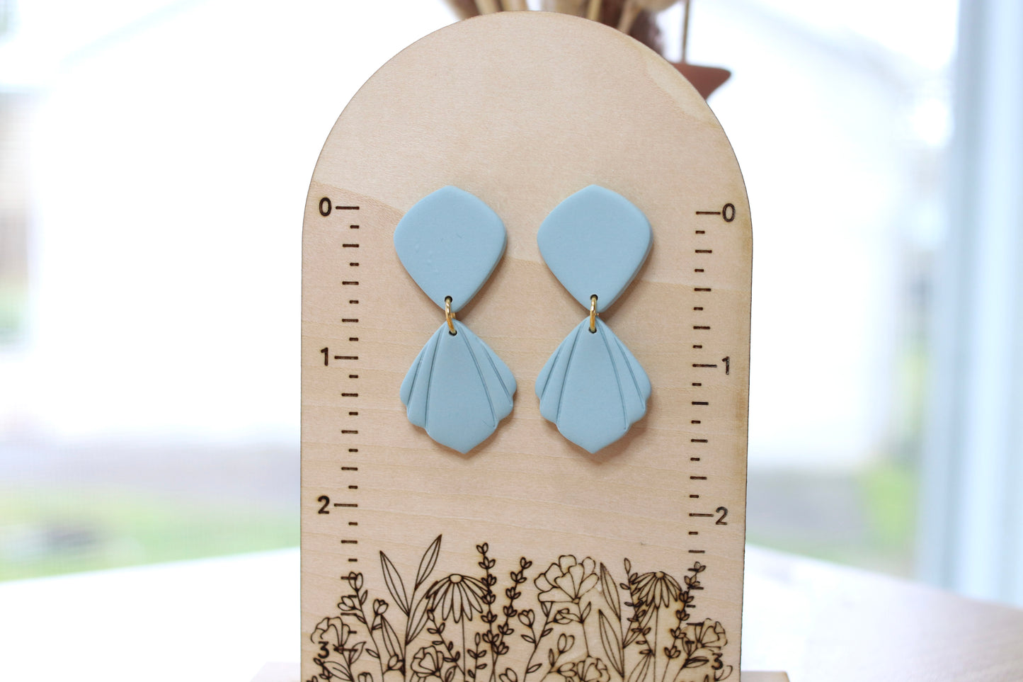 Dusty Blue Scallop Earrings