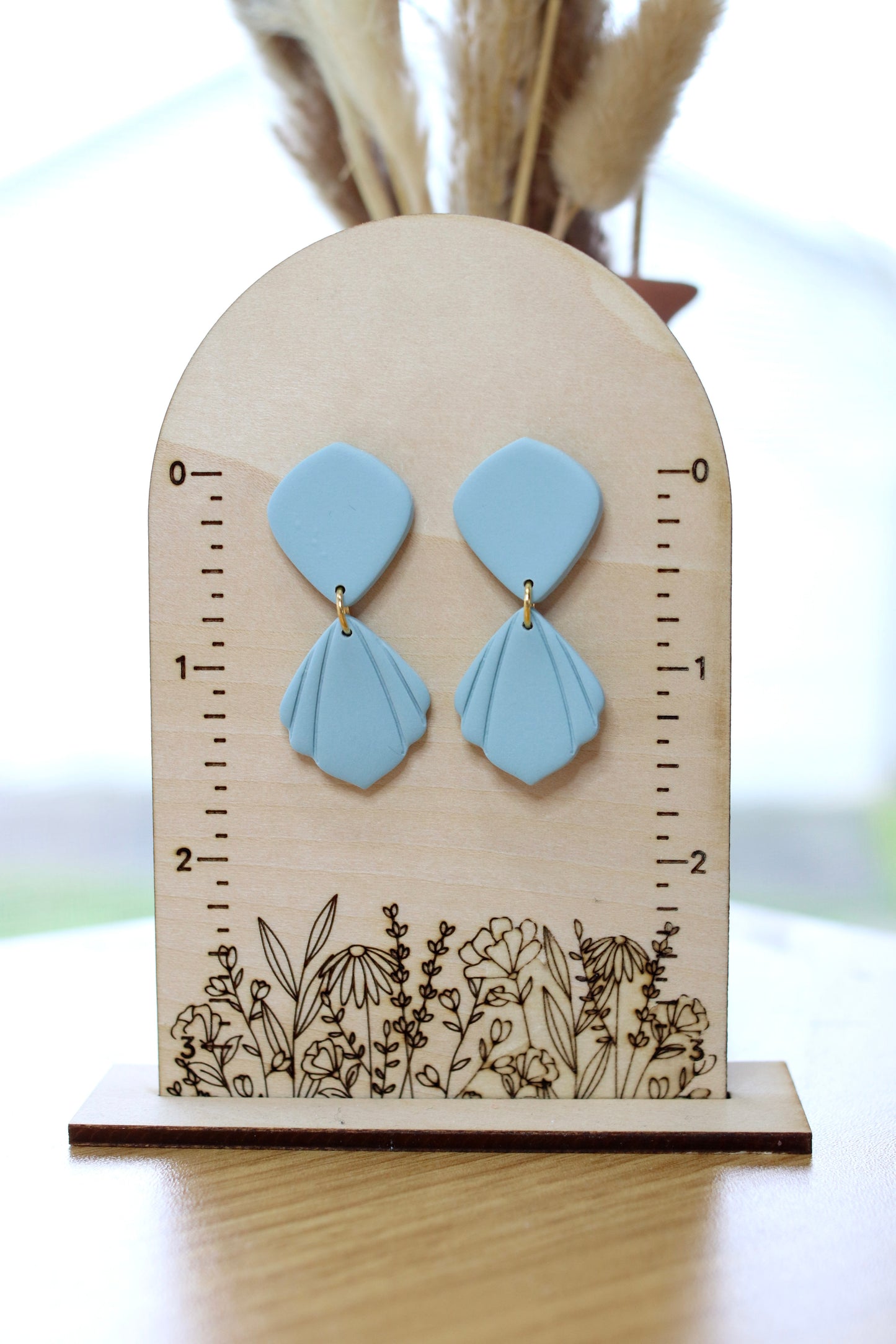 Dusty Blue Scallop Earrings
