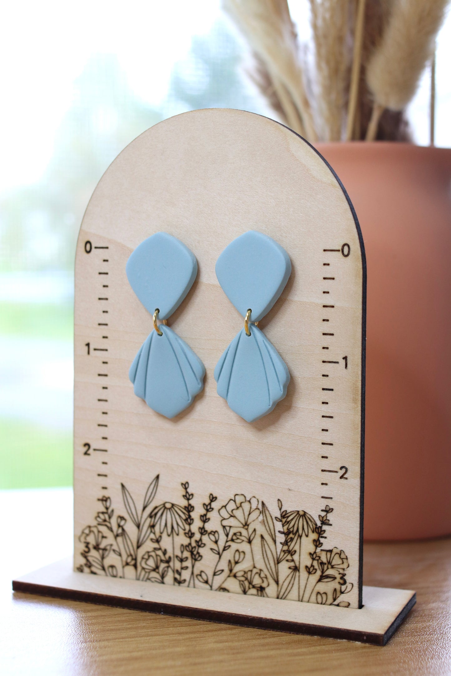 Dusty Blue Scallop Earrings