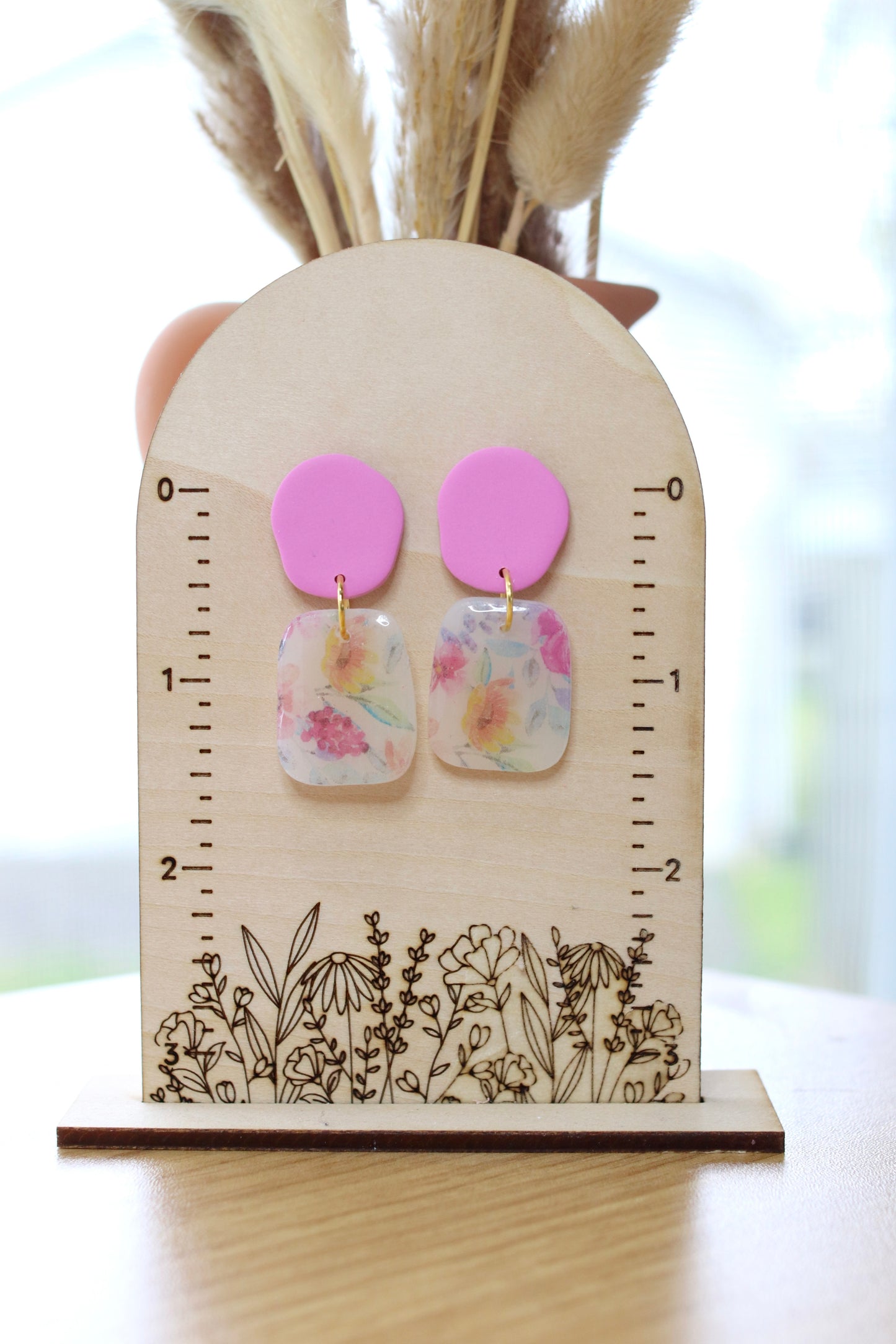Floral Clear Dangle Earrings