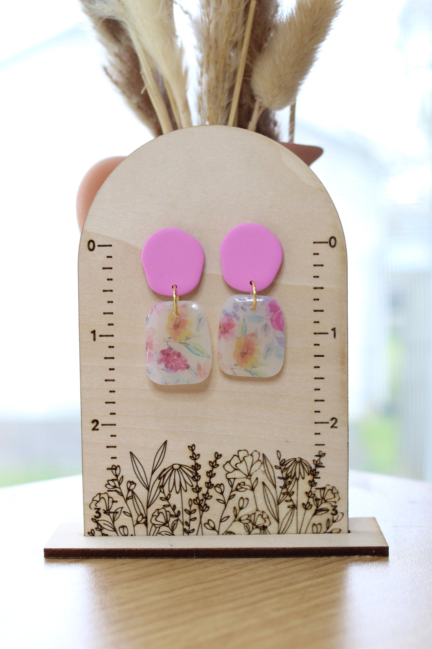 Floral Clear Dangle Earrings