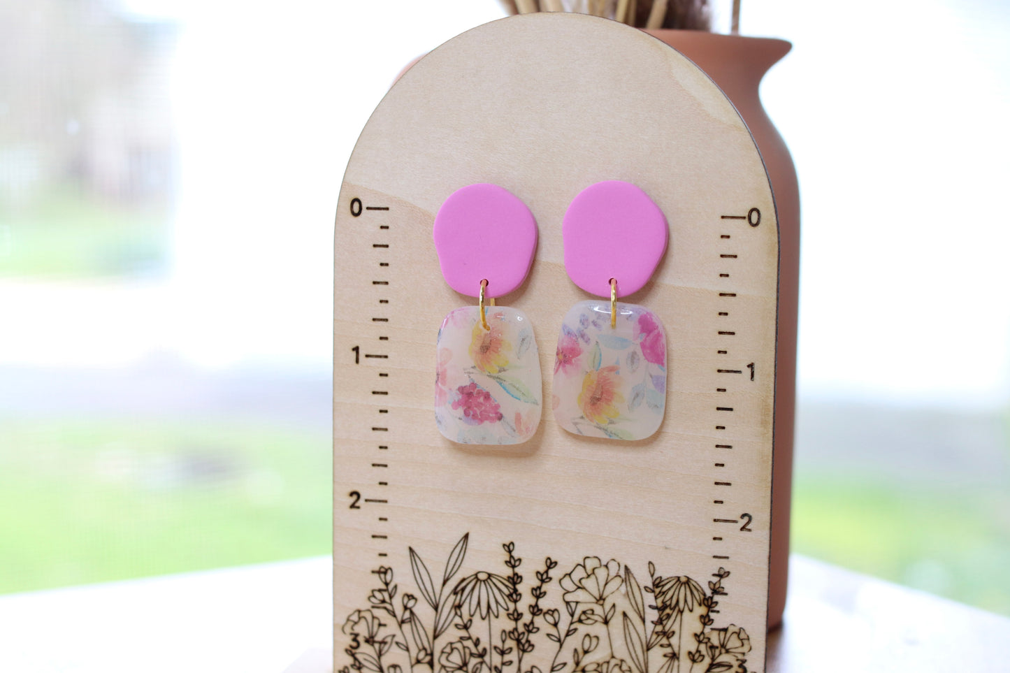 Floral Clear Dangle Earrings