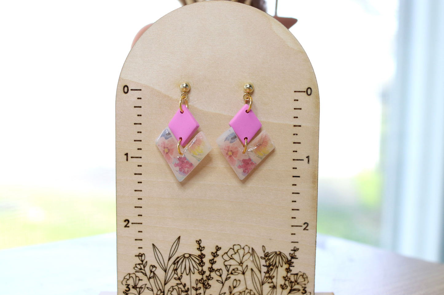 Floral Clear Diamond Earrings