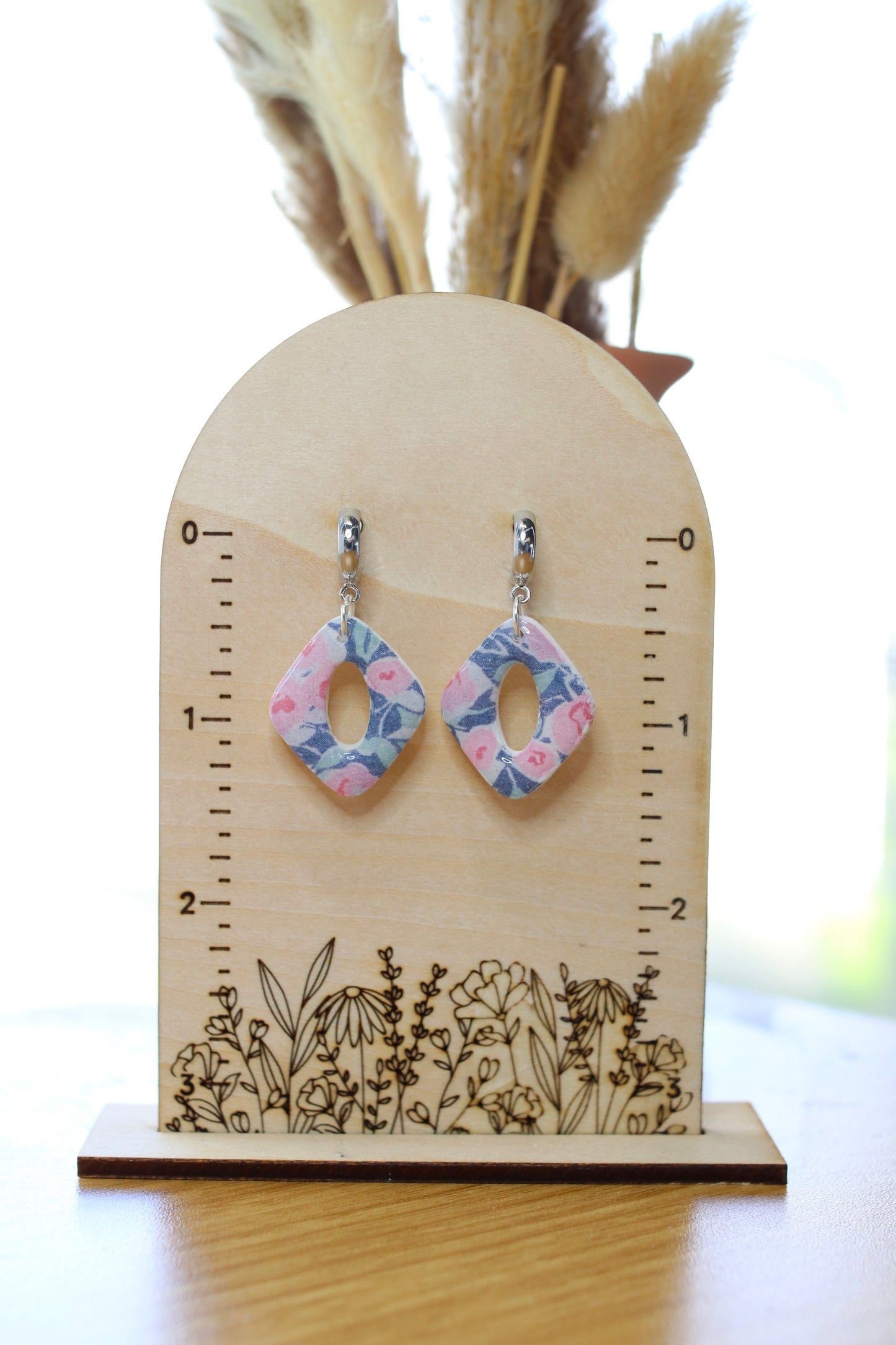 Blue Floral Diamond Earrings