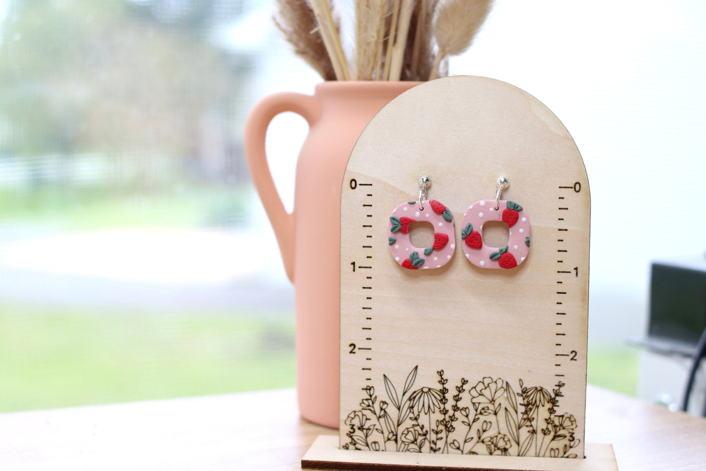 Strawberry Patch Small Square Earrings