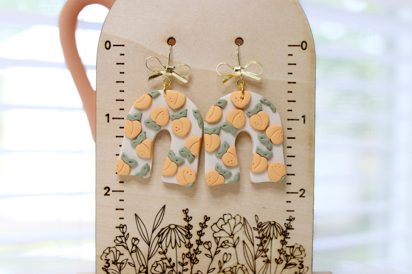Peach Filled Arch Earrings