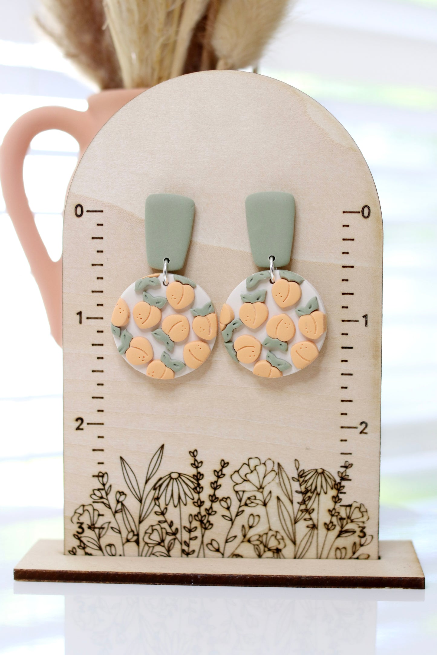 Peach Filled Circle Earrings