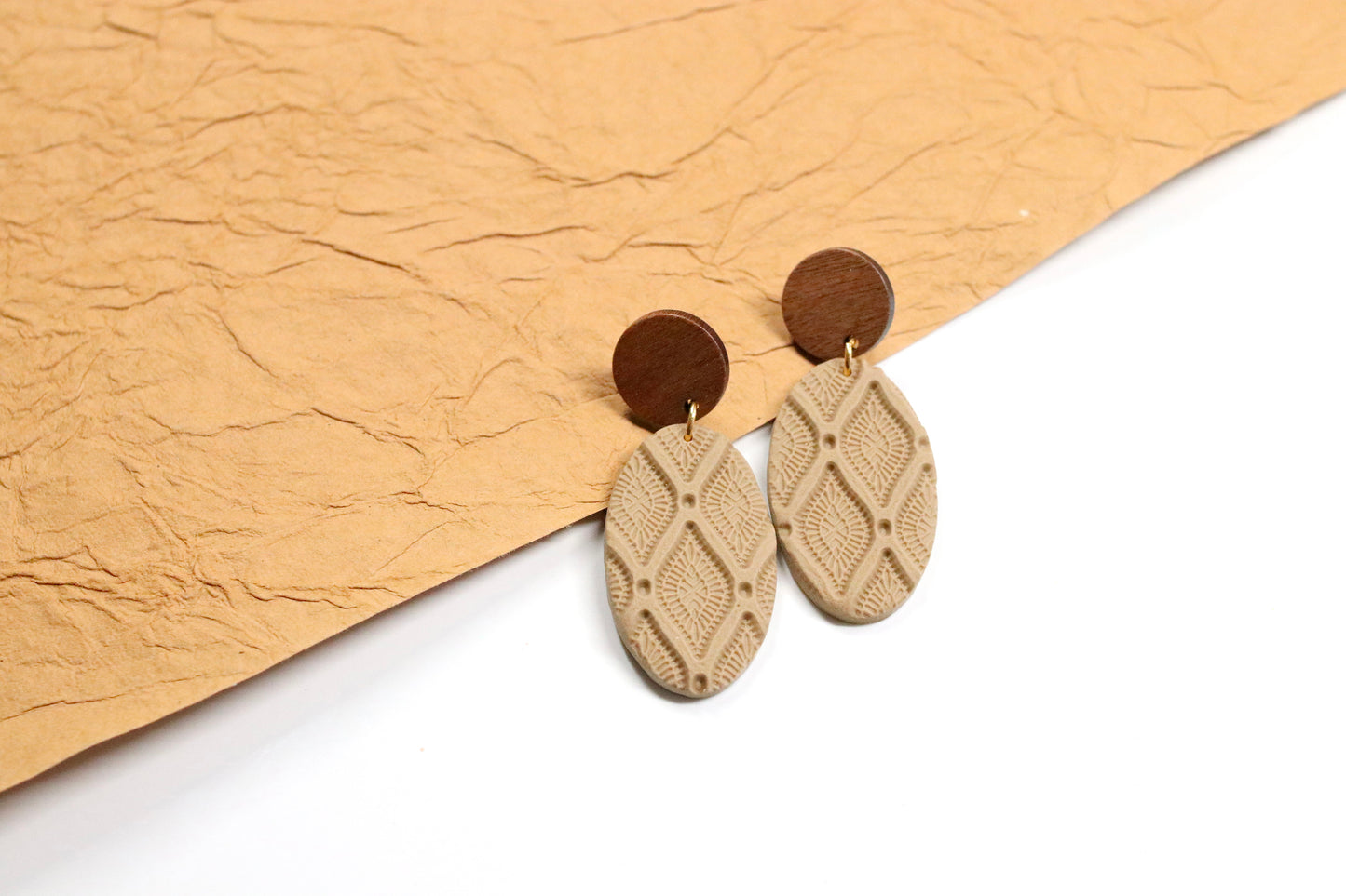 Oval Printed Brown Dangles