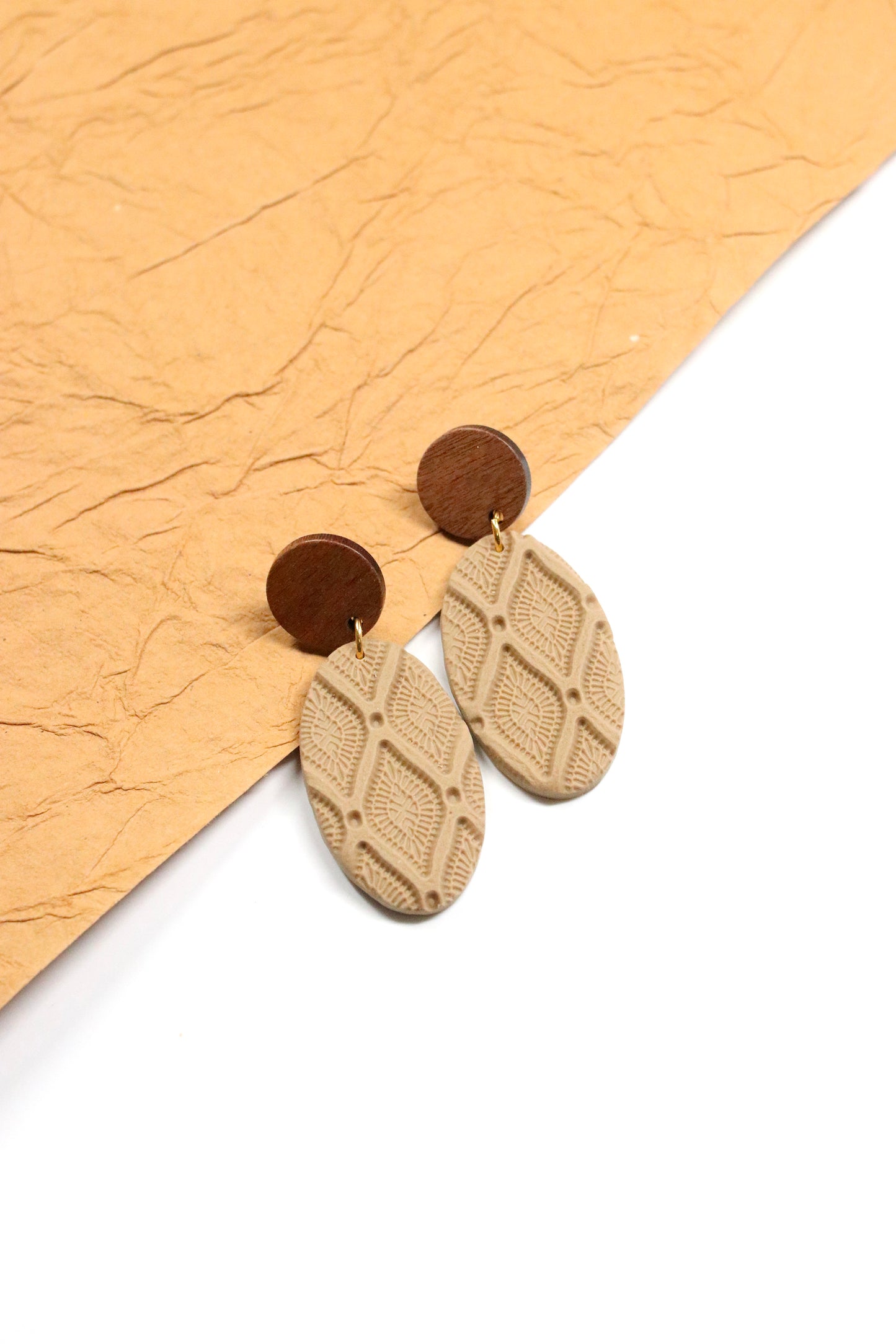 Oval Printed Brown Dangles