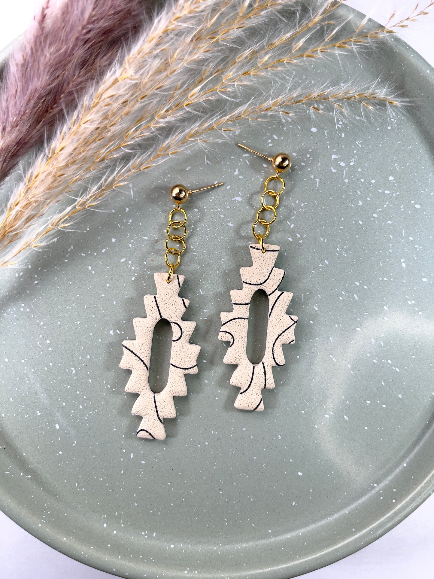 Abstract Diamond Dangle Earrings