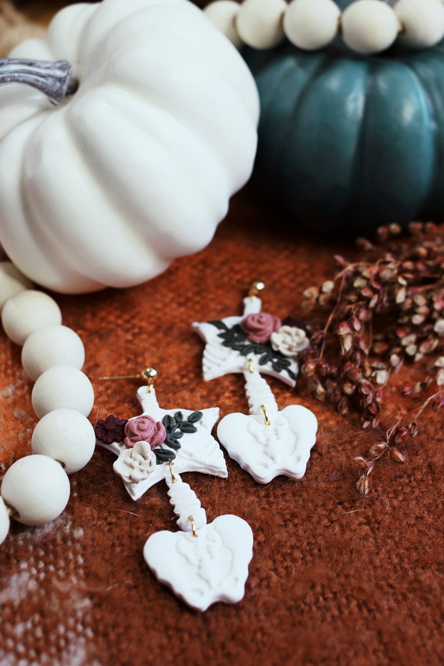 Floral Skeleton Earrings