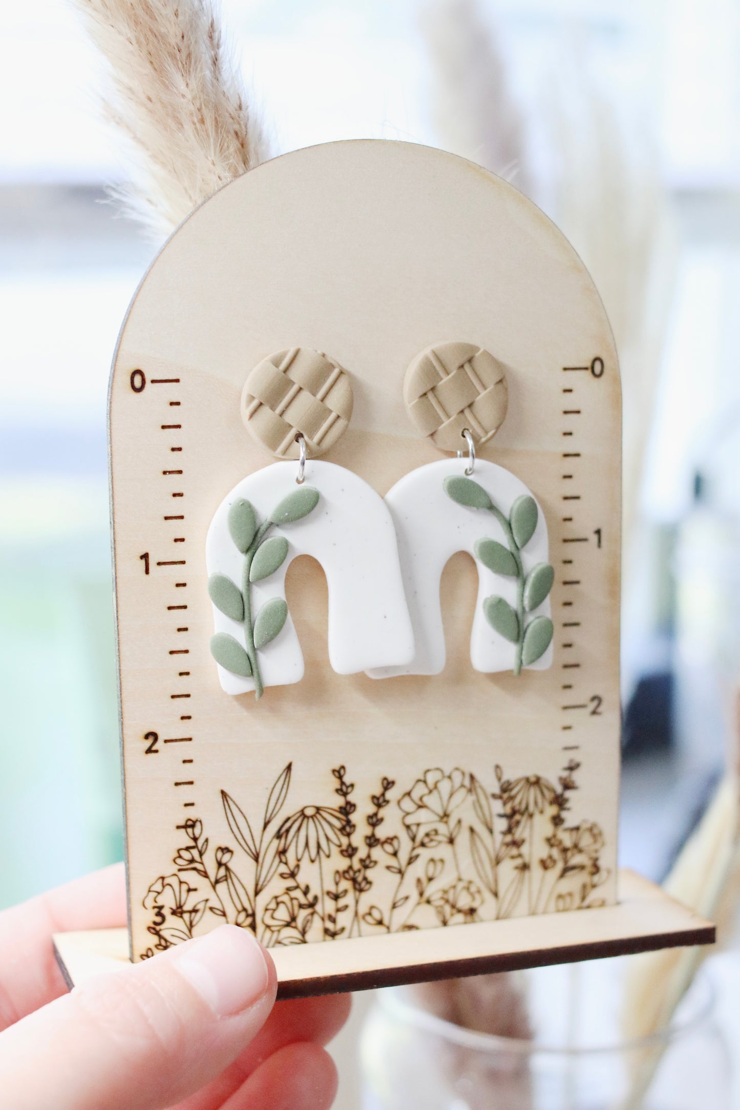 Olive Branch Rattan Earrings