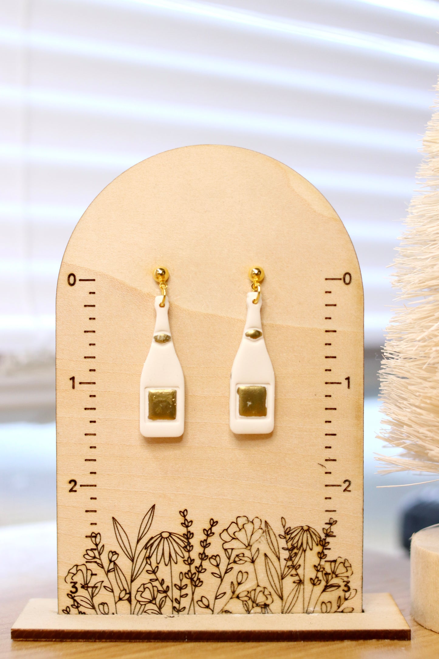 Gold Champagne Bottle Earrings