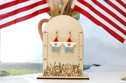 Patriotic Striped Star Earrings