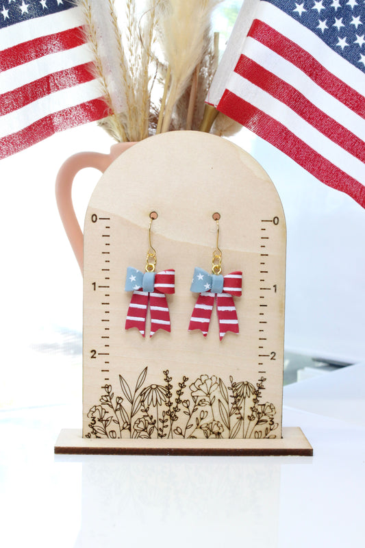 American Flag Bow Earrings