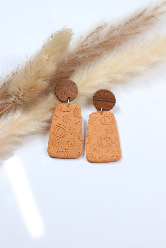 Pumpkin Printed Trapezoid Earrings