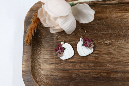 White Plum Flower Earrings