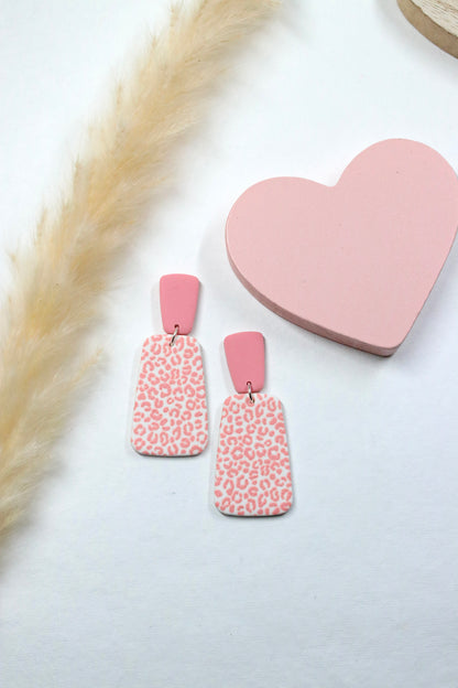 Pink Cheetah Breast Cancer Trapezoid Earrings