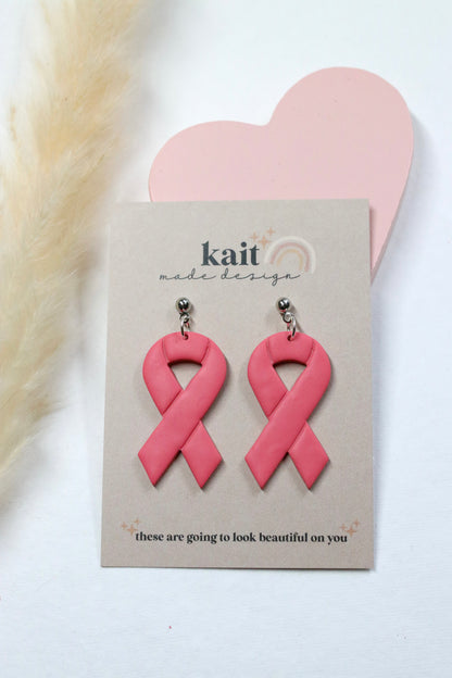 Pink Breast Cancer Ribbon Earring