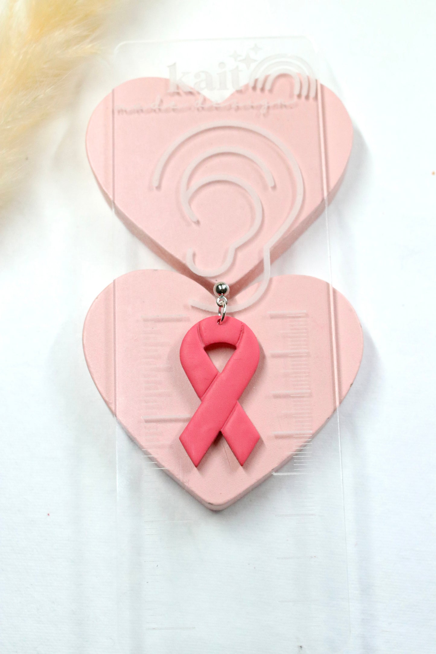 Pink Breast Cancer Ribbon Earring