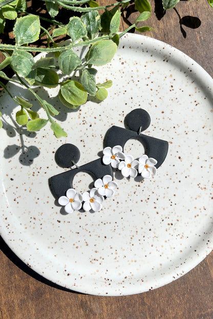 Black Daisy Statement Earrings