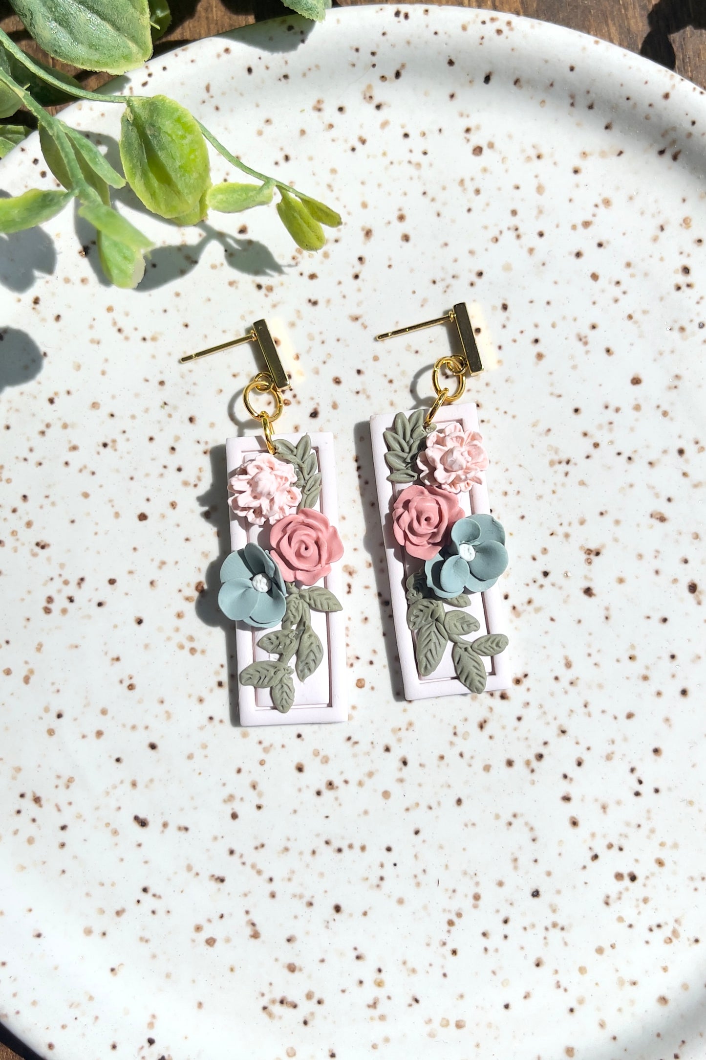 Hand Placed Floral Thin Earrings