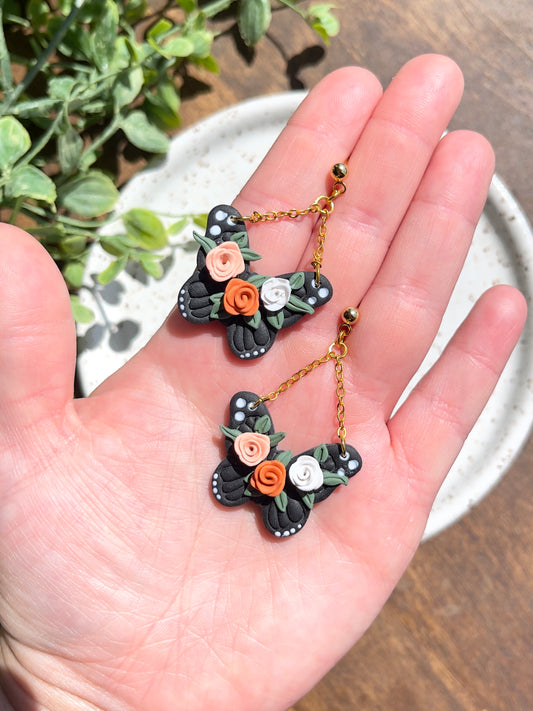 Floral Monarch Butterfly Earrings
