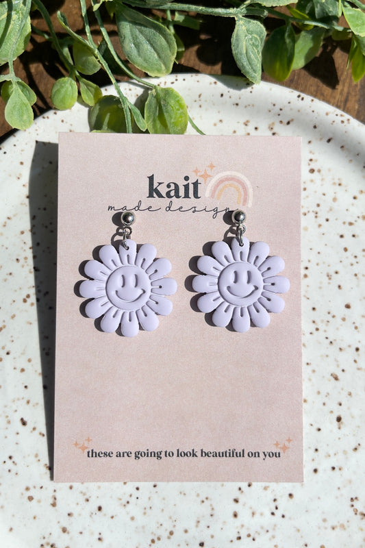 Lavender Happy Flower Earrings