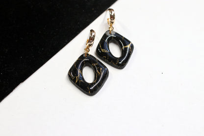 Gold Marble Diamond Earrings