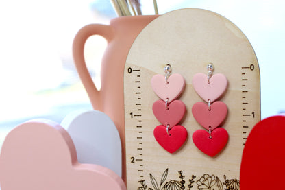 Three Heart Dangle Earrings